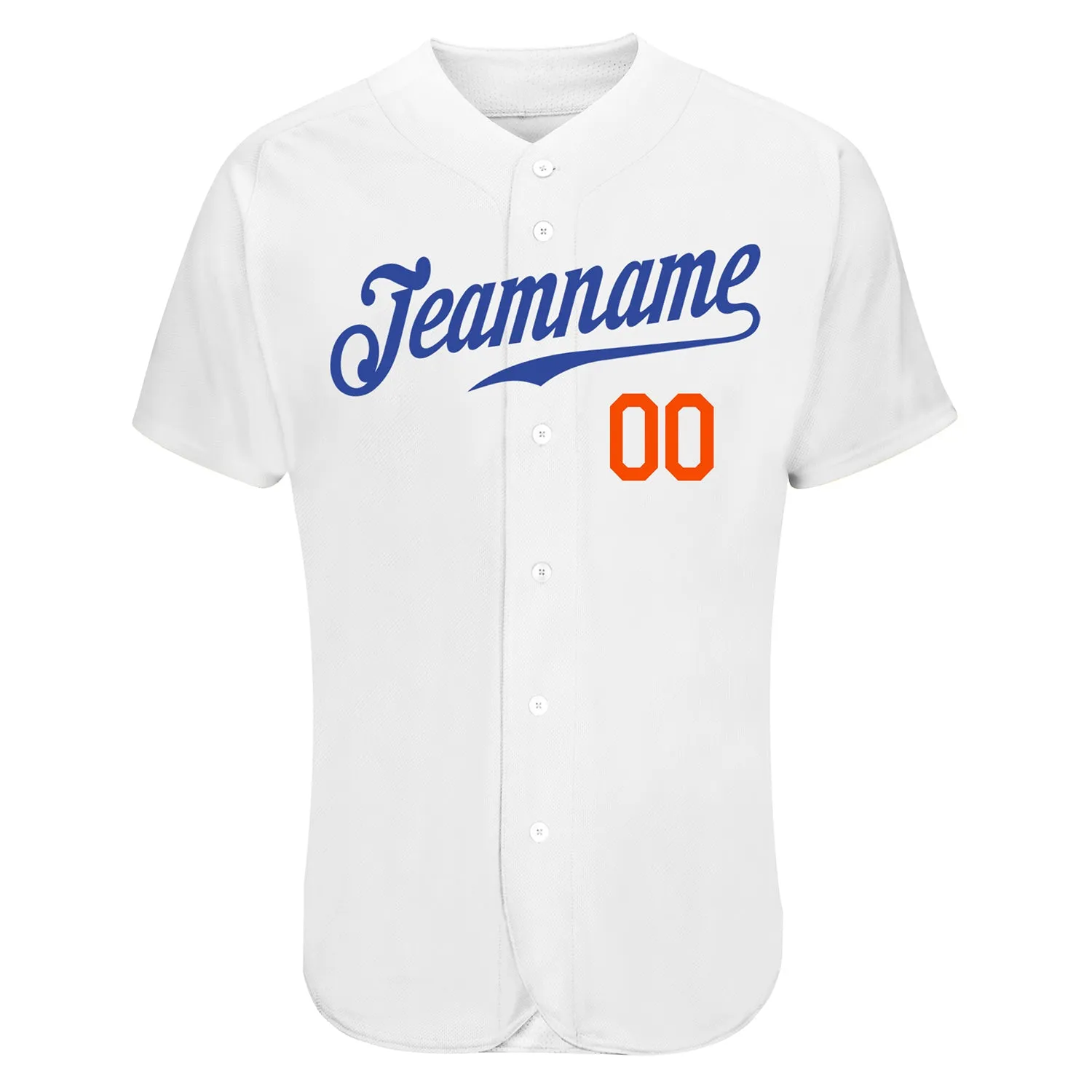 Custom White Royal-Orange Authentic Skull Fashion Baseball Jersey