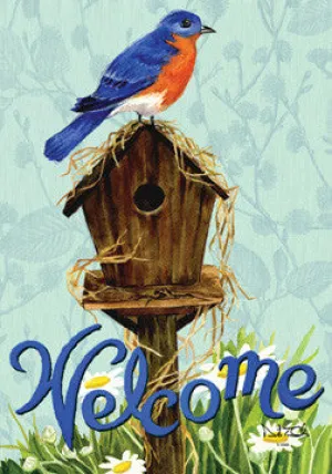 David T. Sands Estate Flag - Birdhouse with Bluebird