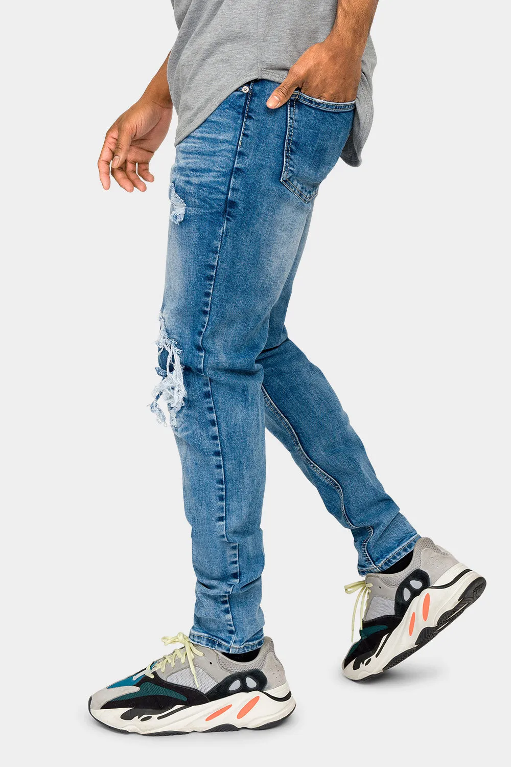 Destroyed and Distressed Denim Jeans