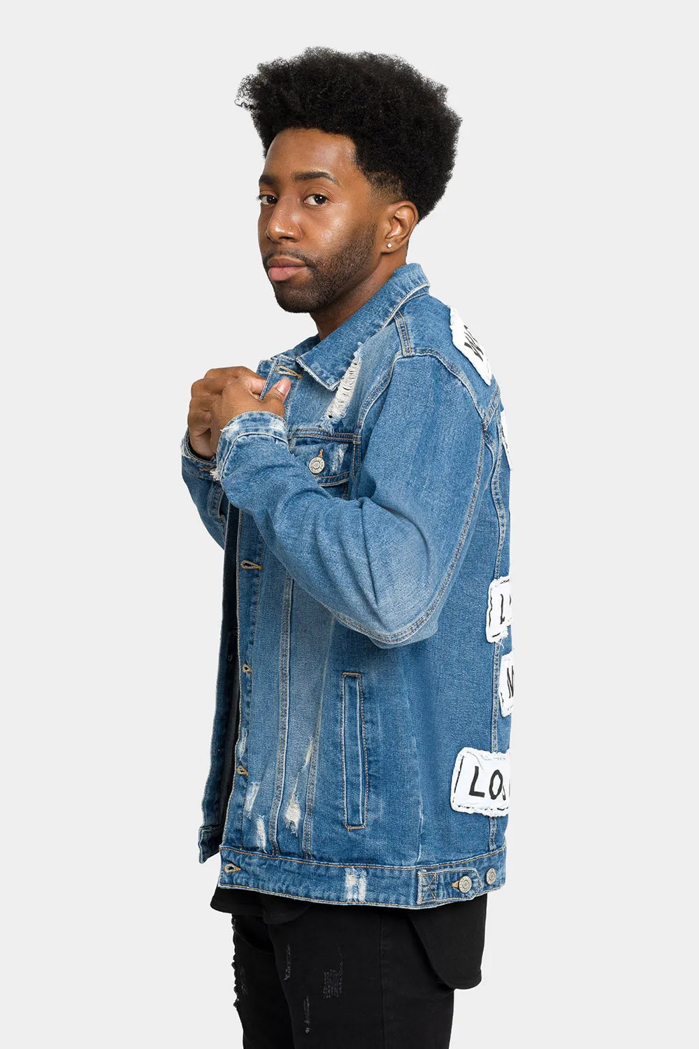 Distressed World Tour Denim Jean Jacket