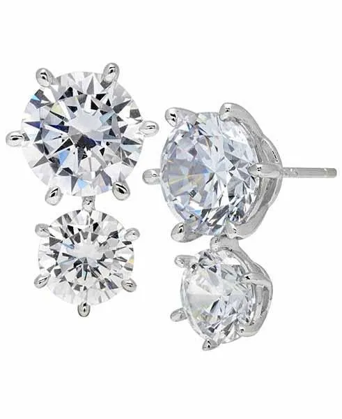 Double Brilliant Earrings in Platinum