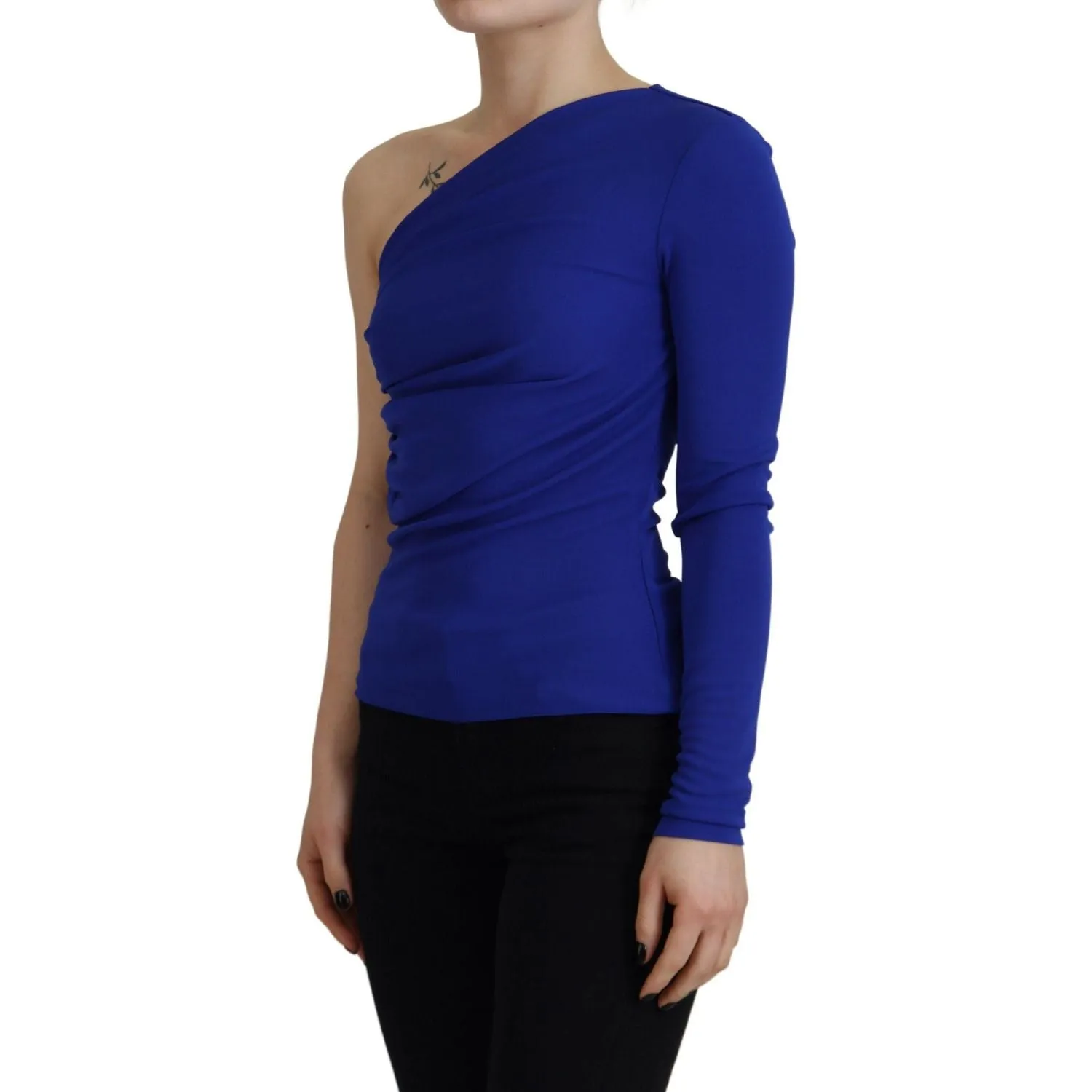 Dsquared² Blue Viscose One Shoulder Slim Fit Blouse Top