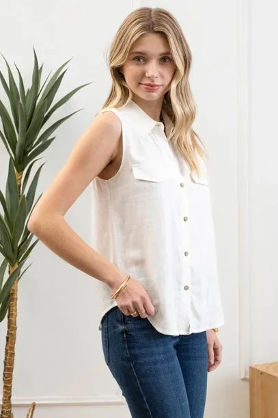 Eliza Sleeveless Collared Top