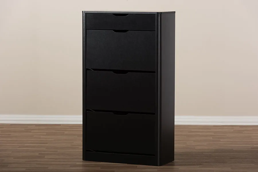 Emory Black Wood Shoe Cabinet