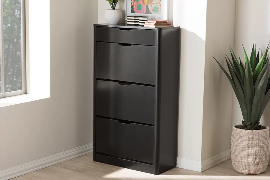 Emory Black Wood Shoe Cabinet