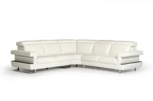 Estro Salotti Crosby Modern White Italian Leather Sectional Sofa