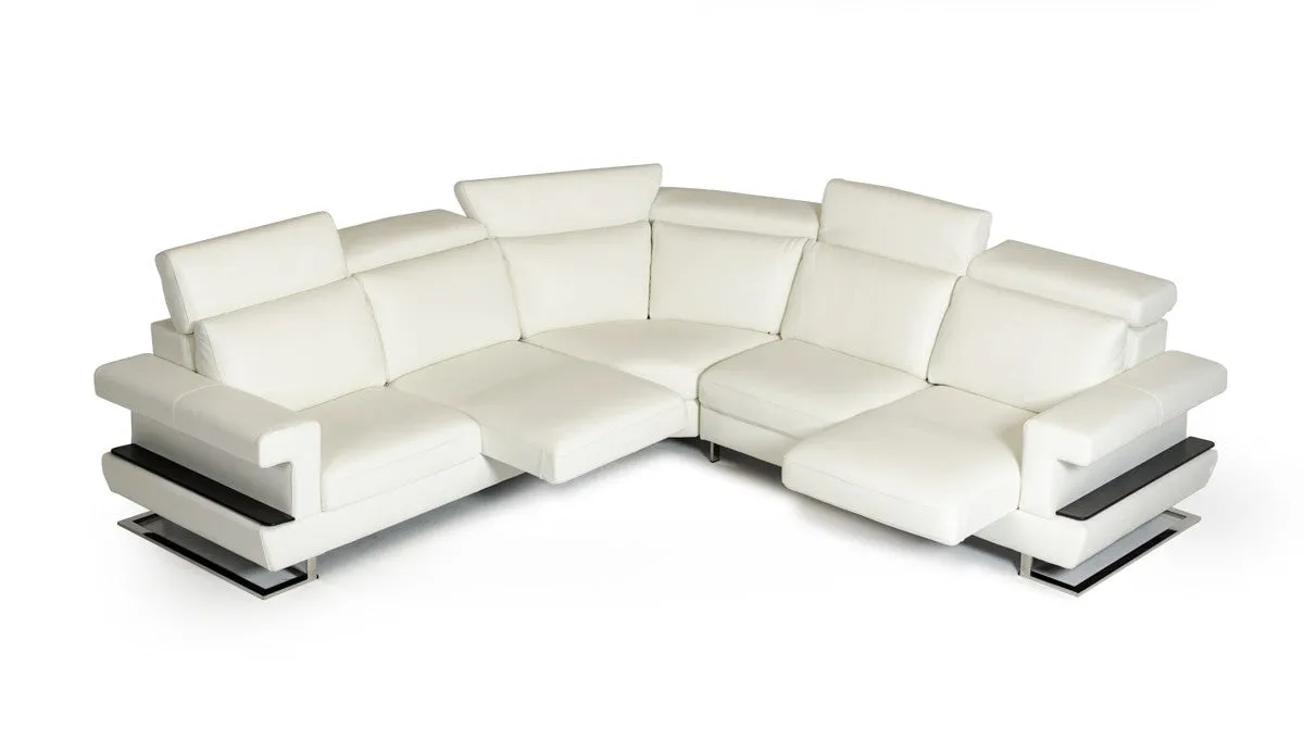 Estro Salotti Crosby Modern White Italian Leather Sectional Sofa