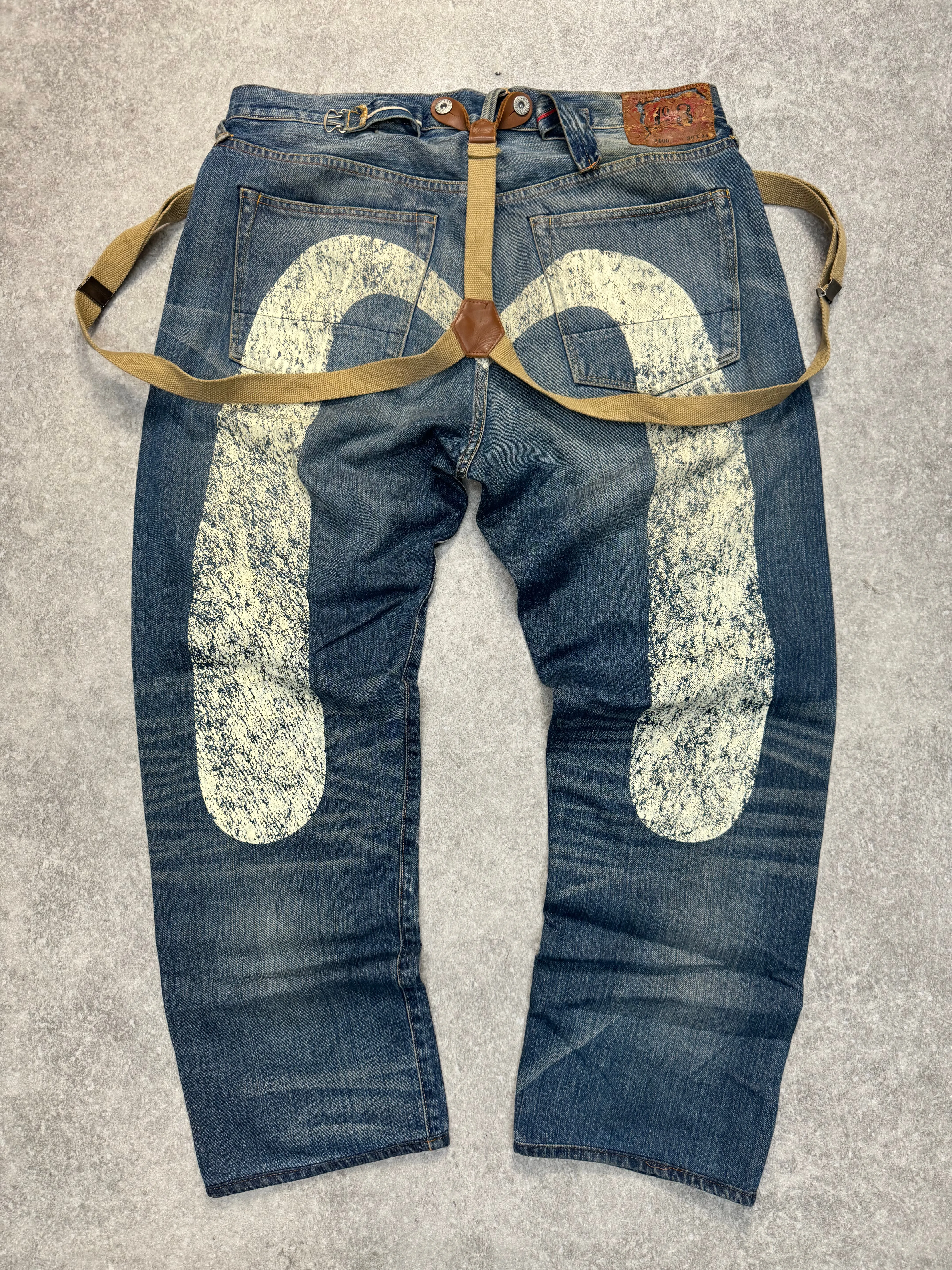 Evisu Suspender Detail Jeans