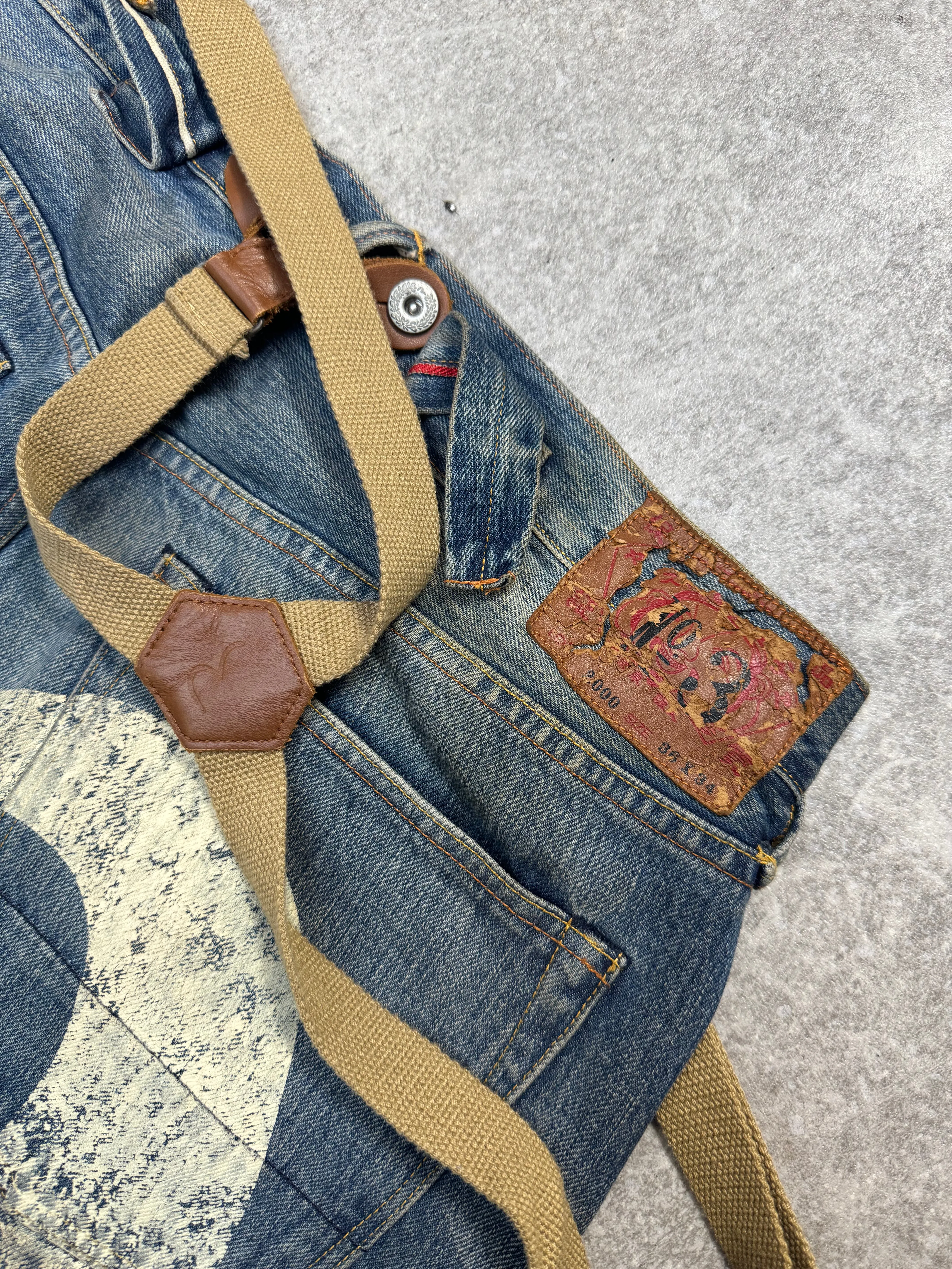 Evisu Suspender Detail Jeans