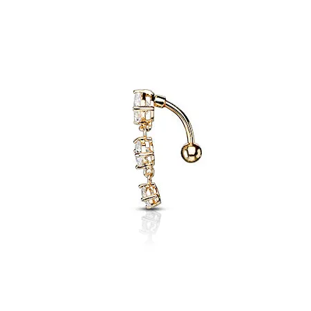 Falling Sirius Reverse Belly Bar with Rose Gold Plating