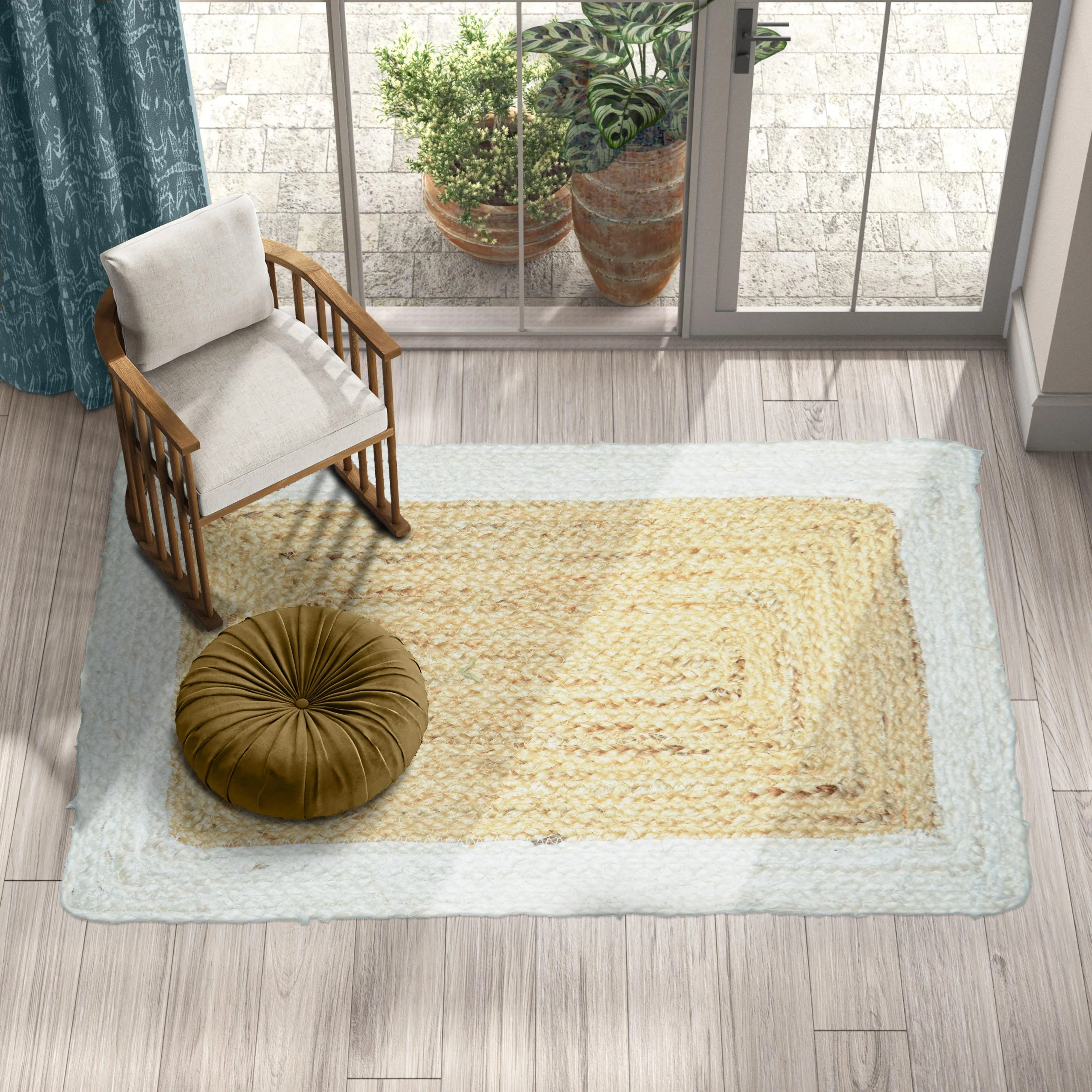 FAROOKHT Braided Natural Jute Rug for Living Spaces, Kitchen, Farmhouse Rag Rug, Carpets for Bedrooms, Home Decor, F-JU-004