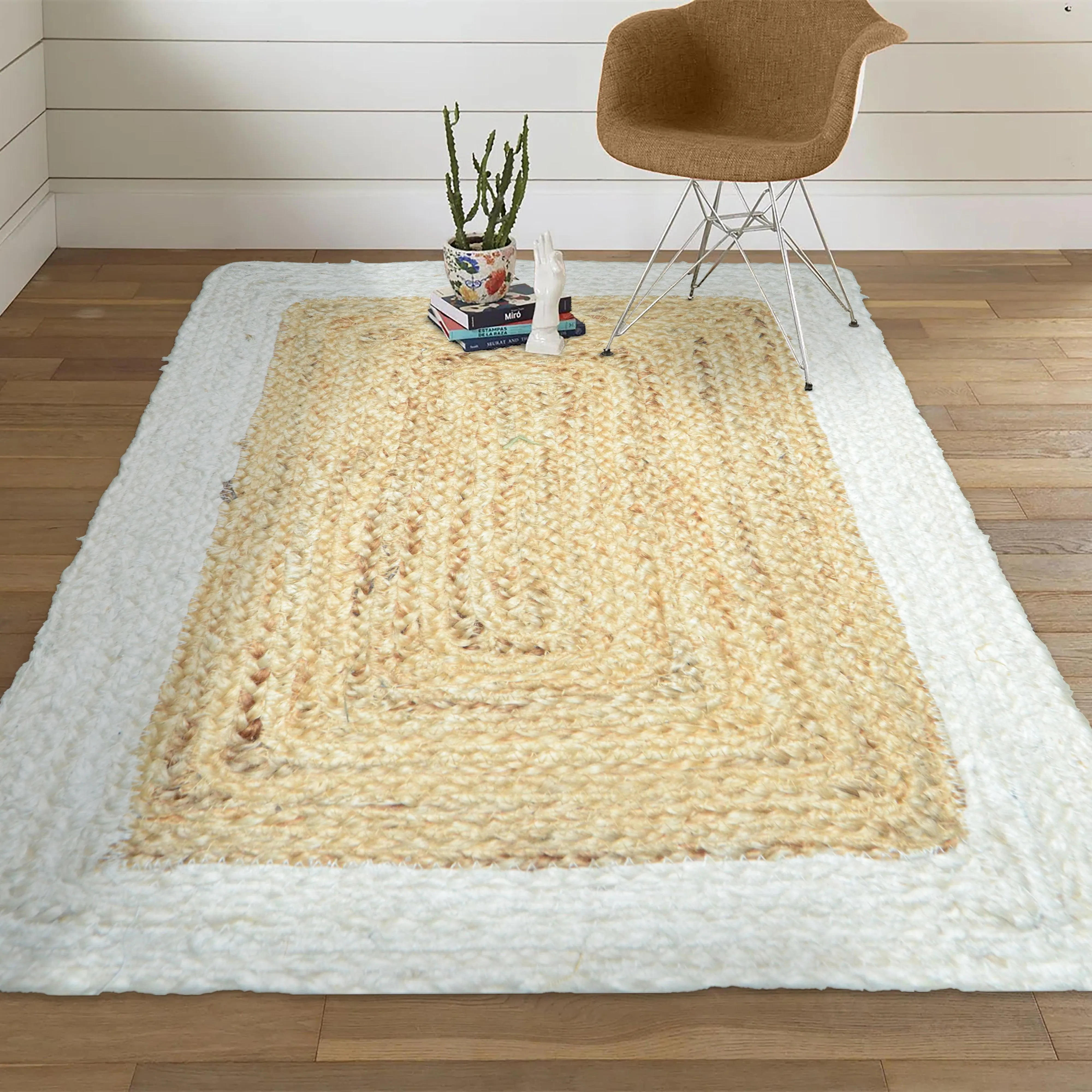 FAROOKHT Braided Natural Jute Rug for Living Spaces, Kitchen, Farmhouse Rag Rug, Carpets for Bedrooms, Home Decor, F-JU-004