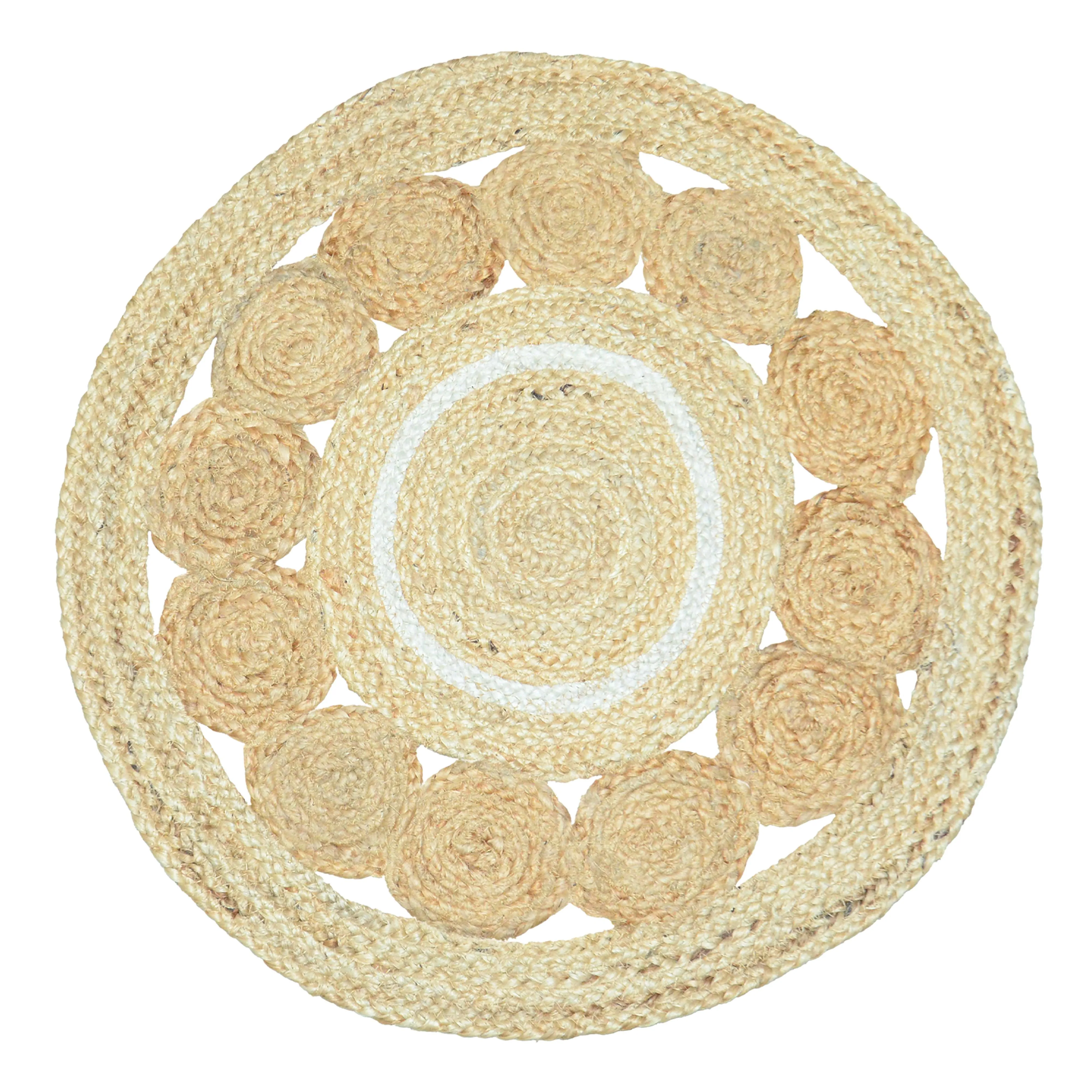 FAROOKHT Braided Natural Jute Rug for Living Spaces, Kitchen, Farmhouse Rag Rug, Carpets for Bedrooms, Home Decor, F-JU-006