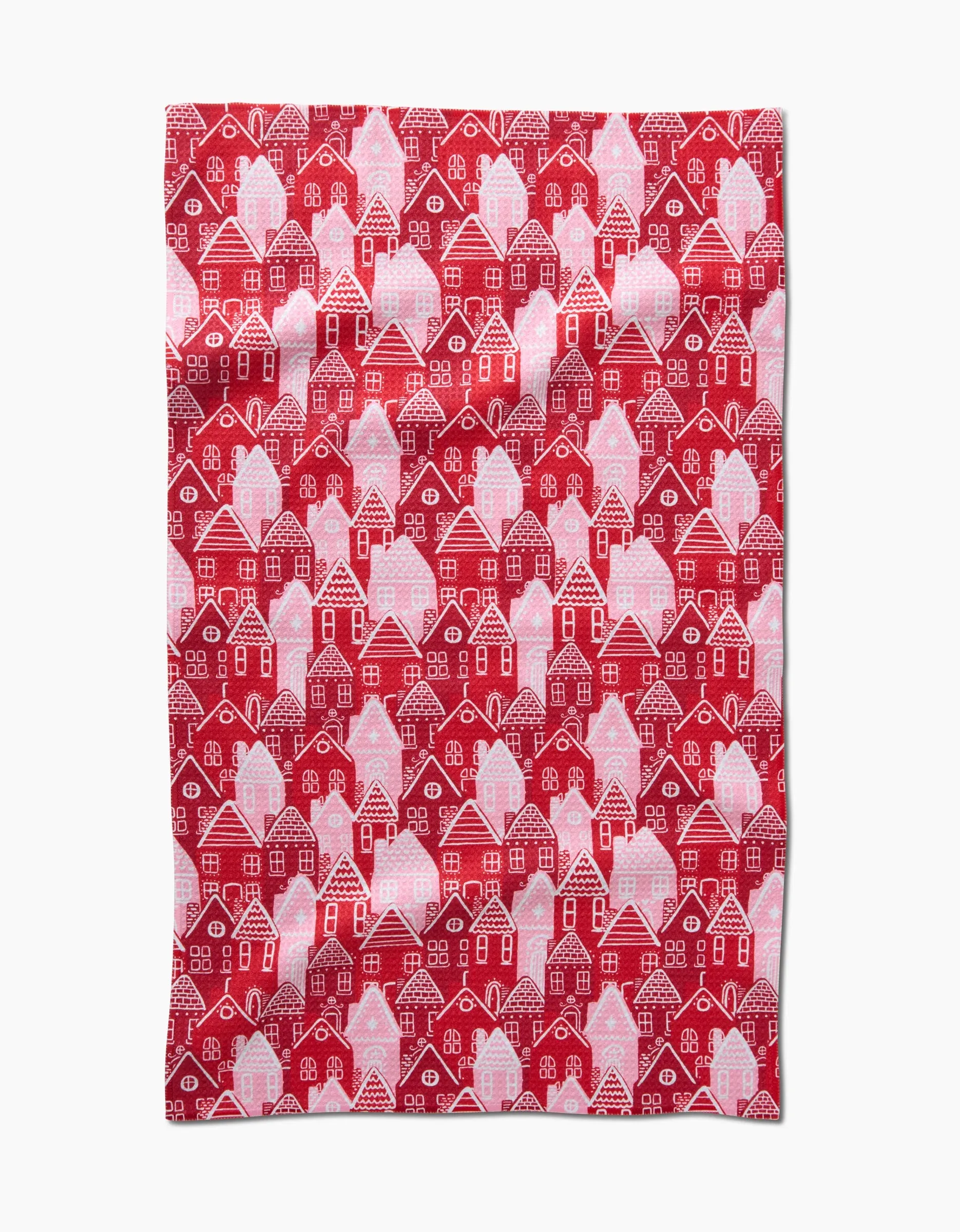 Geometry Christmas Houses Kitchen Tea Towel