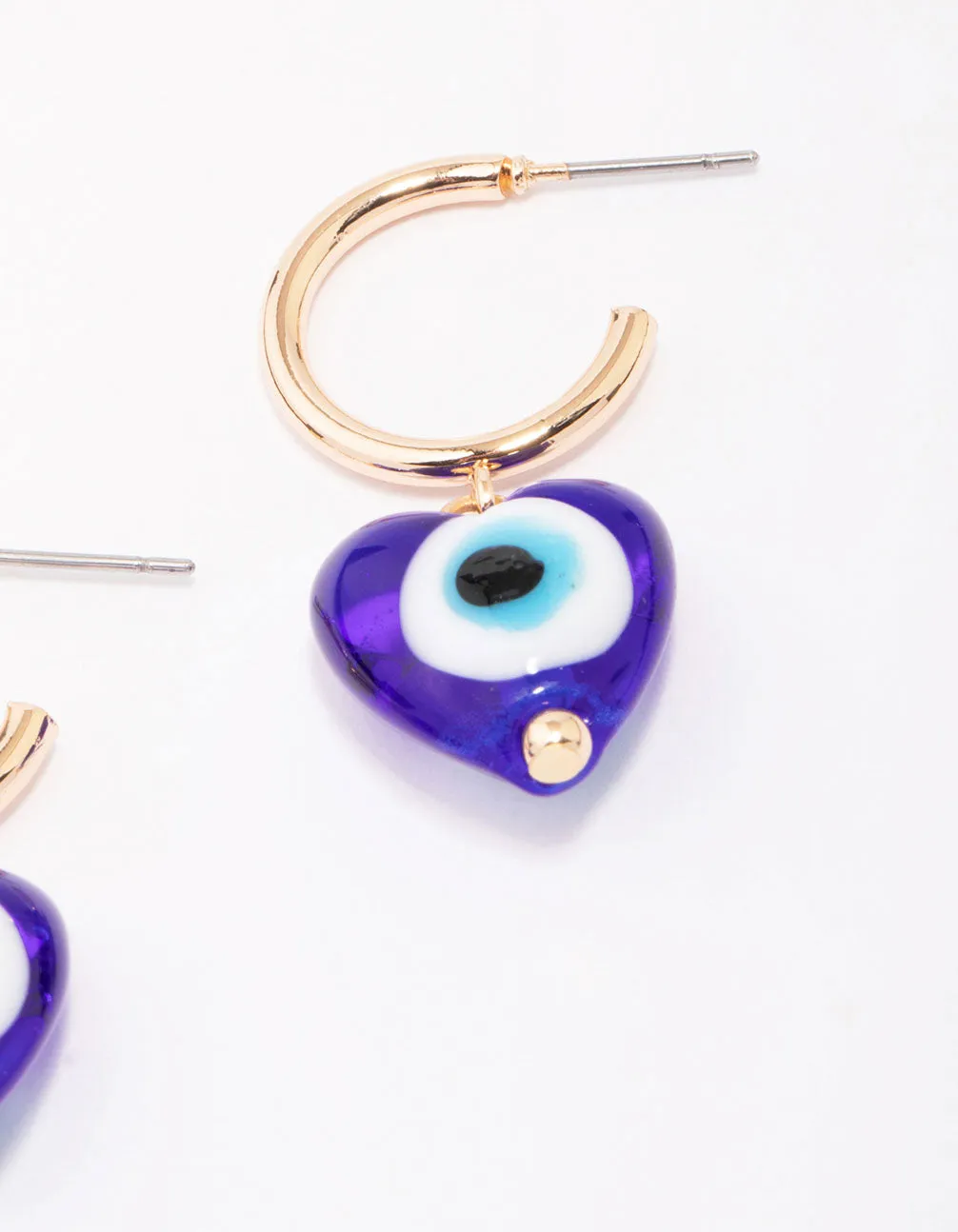 Gold Evil Eye Heart Drop Earrings