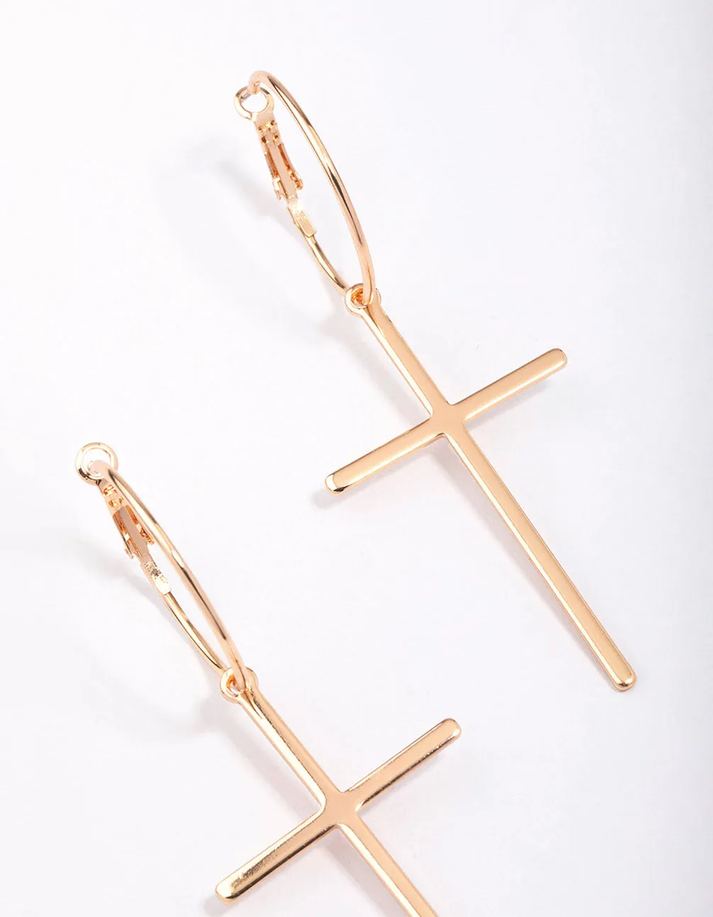 Gold Luxe Cross Hoop Earrings