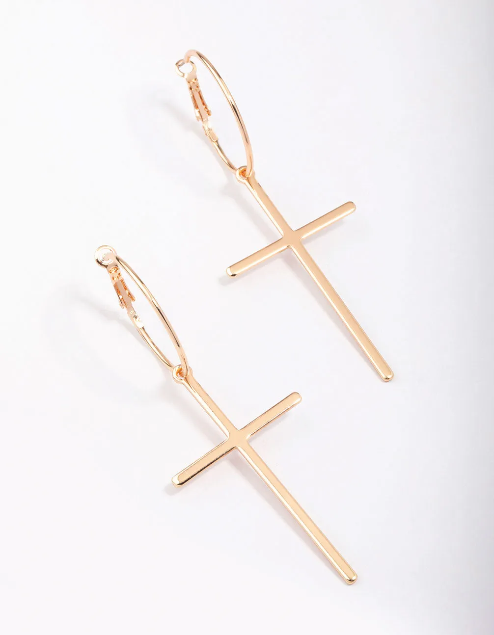 Gold Luxe Cross Hoop Earrings