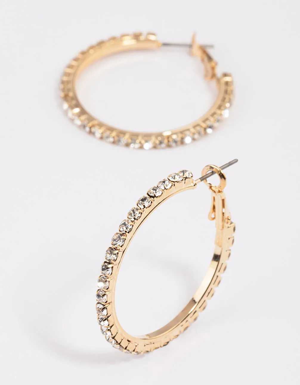 Gold Mixed Size Diamante Hoop Earrings