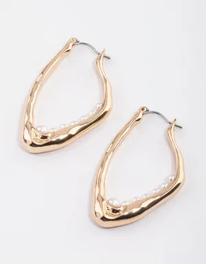 Gold Nested Pearl Hoop Earrings