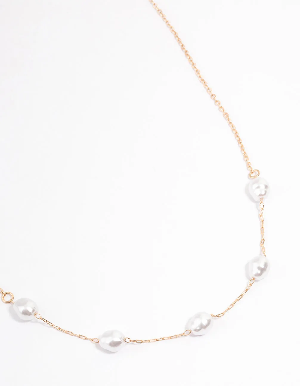 Gold Organic Pearl & Bead Necklace