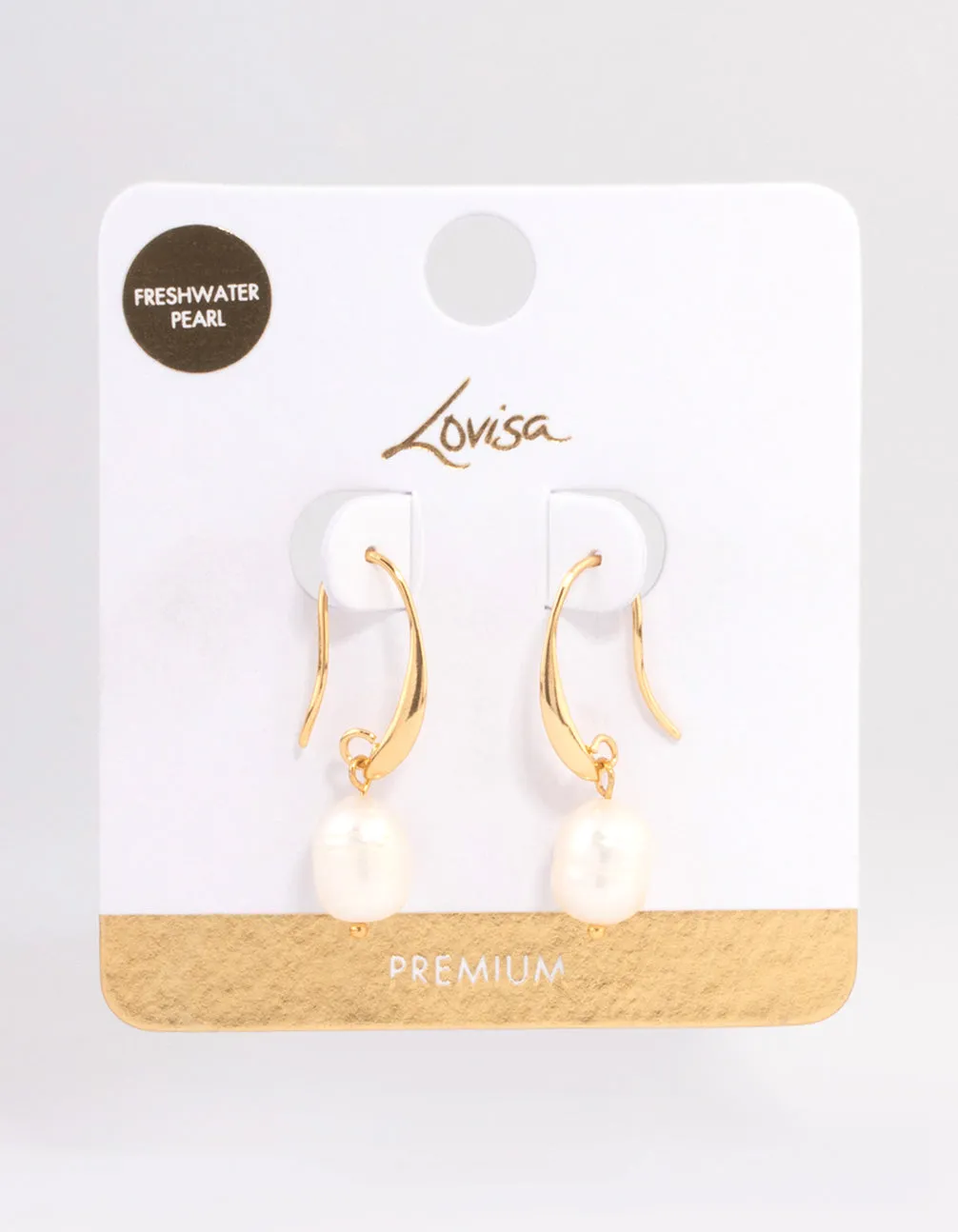 Gold Plated Freshwater Pearl Medium Hook Drop Earrings