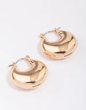 Gold Puffy Stretch Hoop Earrings