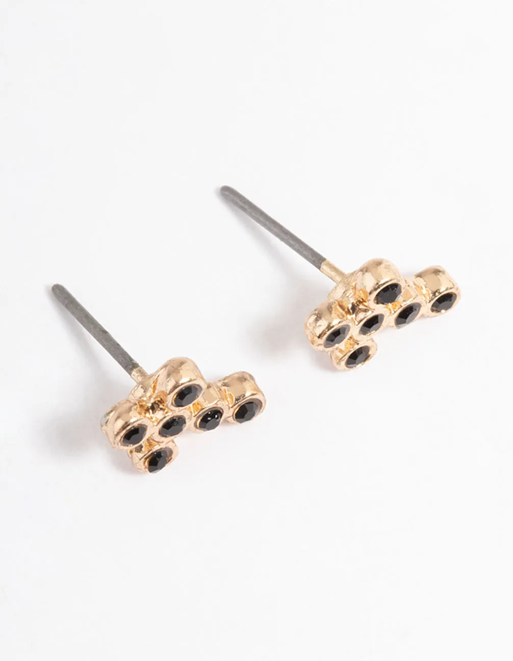 Gold Stone Cross Stud Earrings