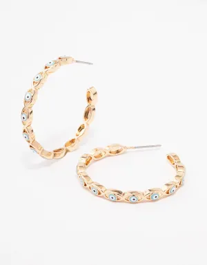 Gold Twisted Eye Hoop Earrings