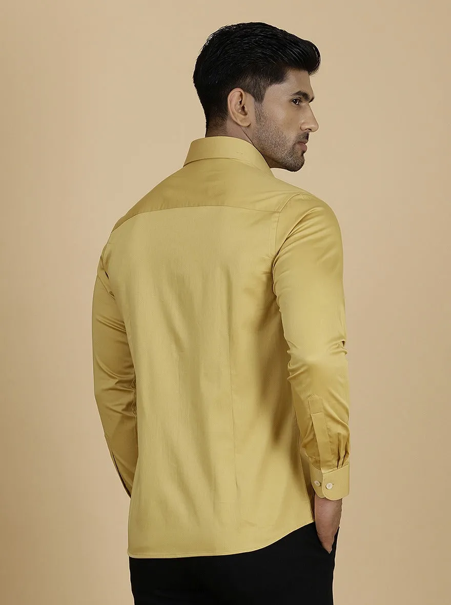 Golden Solid Slim Fit Party Wear Shirt | Wyre