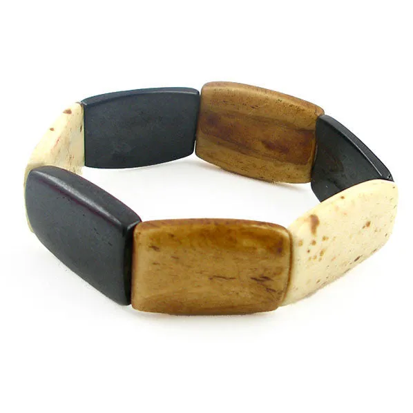 Handmade Colored Yak Bone Stretch Bracelet 0.85"