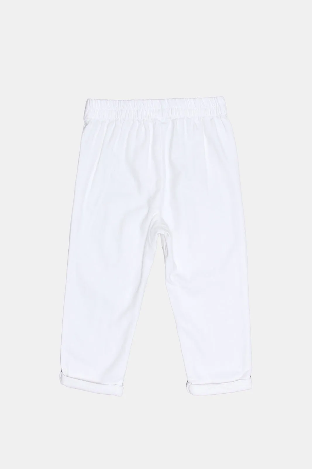 Infant Boys White Herringbone Pull On Trouser