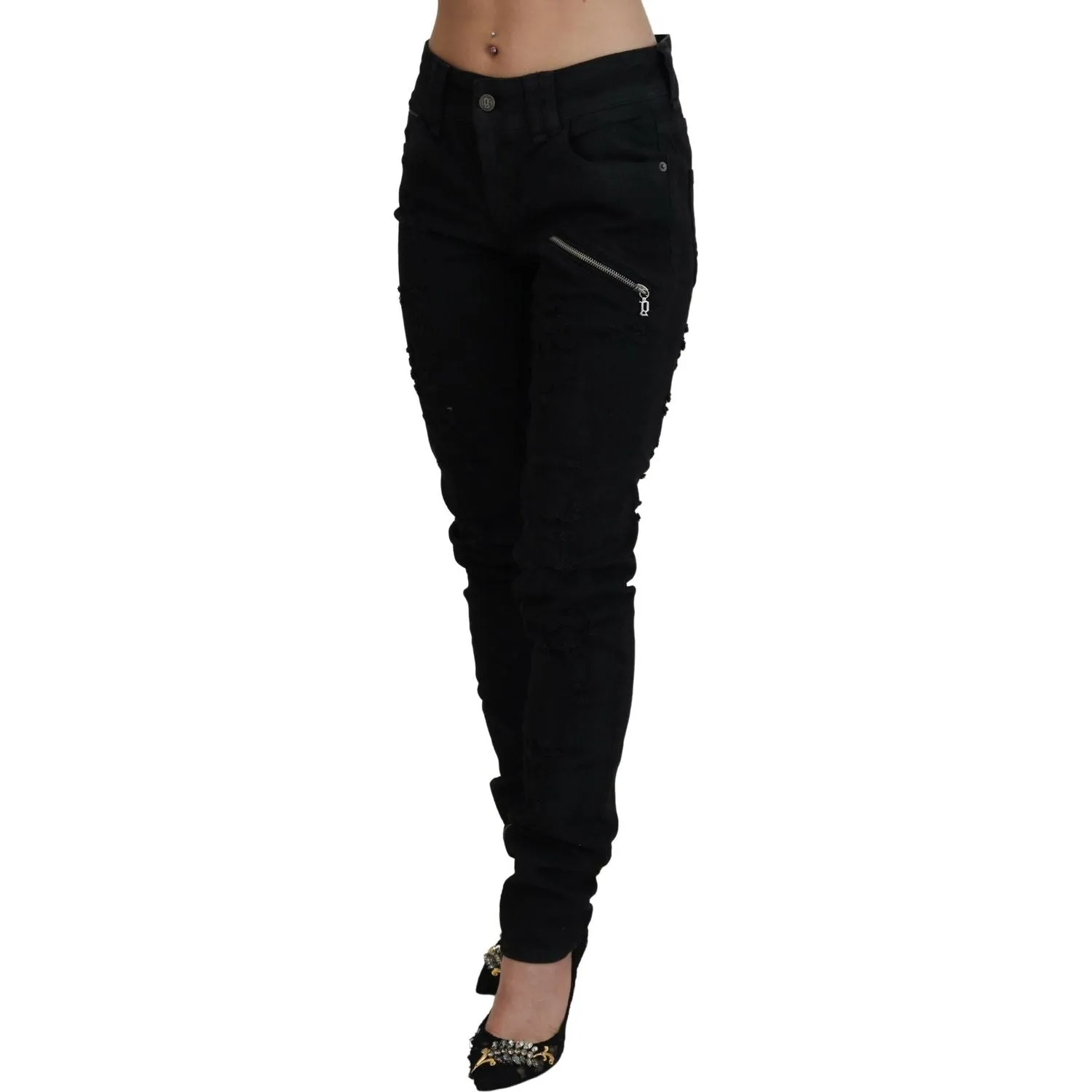 John Galliano Chic Mid Waist Flared Black Jeans