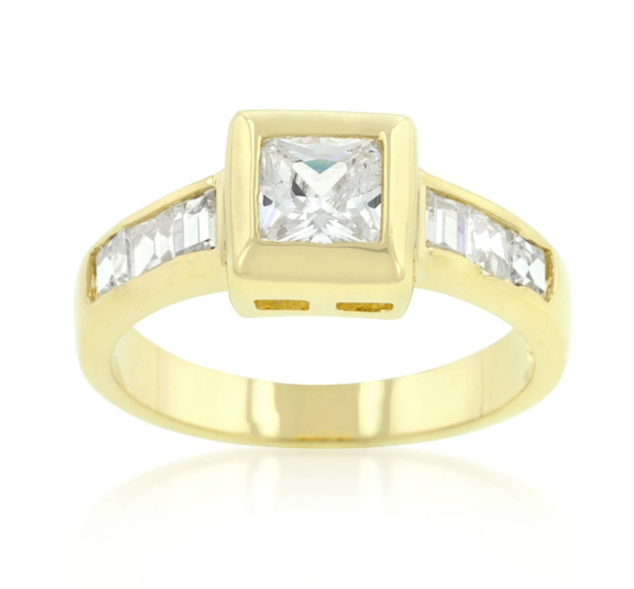 Jovi Simple Golden Square Bezel Ring | 2ct | 18k Gold