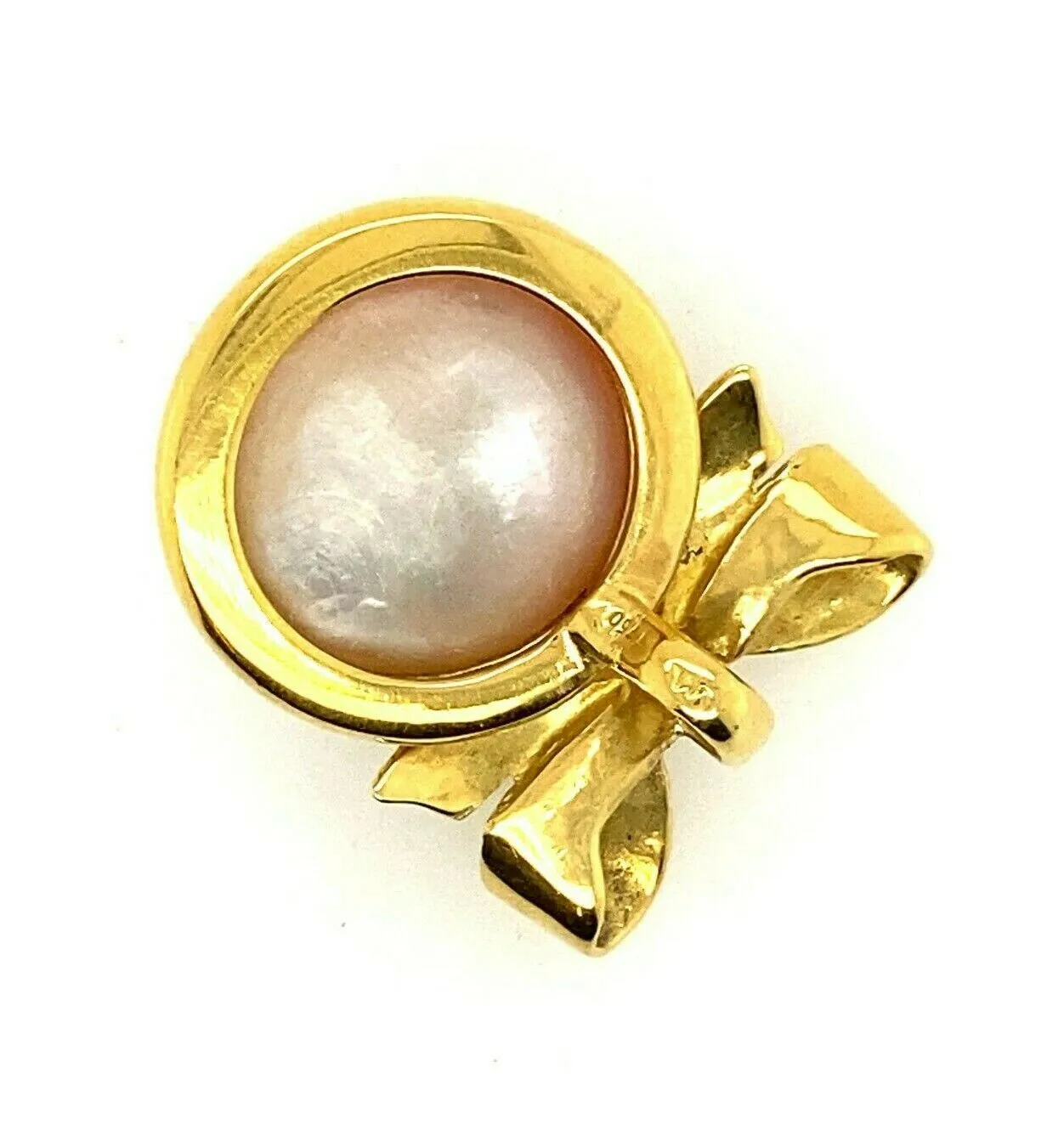 Mabe Pearl & 18ct Yellow Gold Bow Pendant Fine Elegant Jewellery