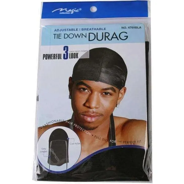 Magic Collection Adjustable Tie Down Durag No 4769BLA