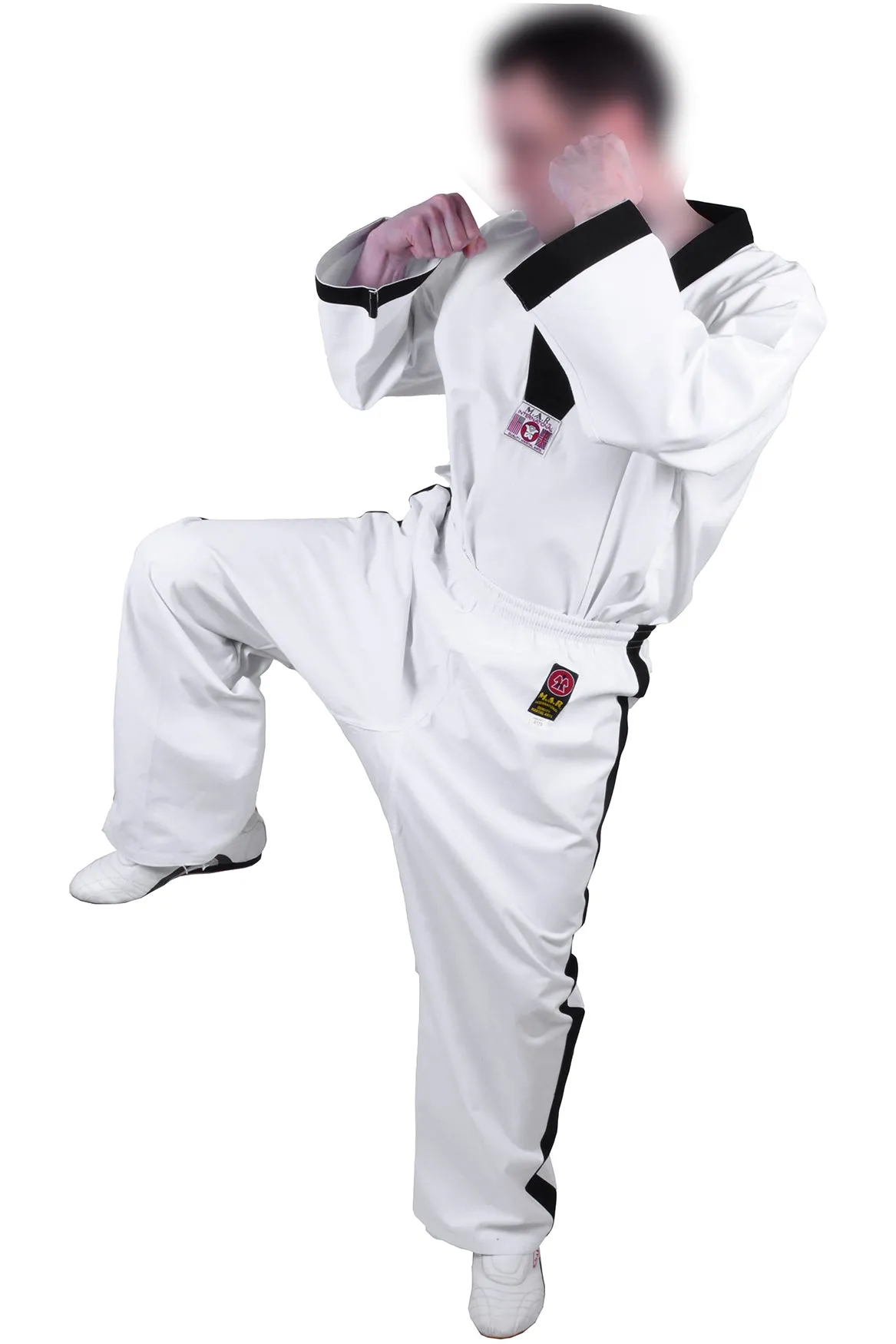 MAR-006 | White Karate & Freestyle Uniform w/ Black Trim (8oz Fabric)