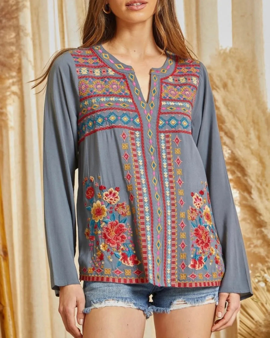 May Flowers Embrodered Blouse