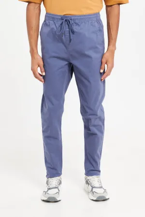 Men Blue Pull-On Trousers