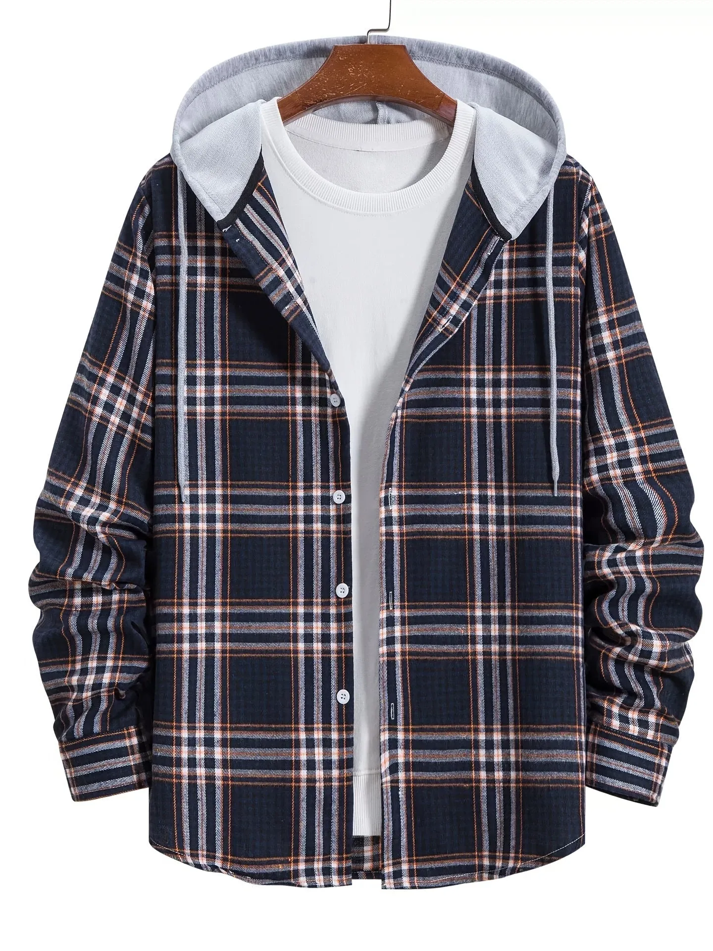 Men's Long Sleeve Plaid Flannel Button-Down Shirt