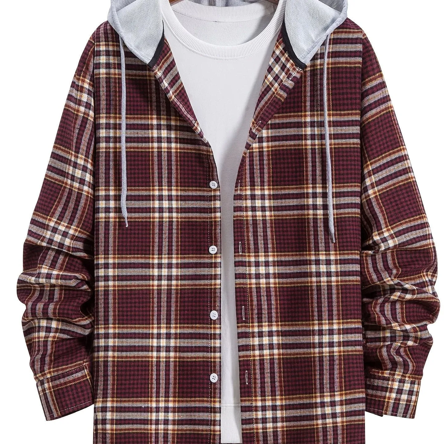 Men's Long Sleeve Plaid Flannel Button-Down Shirt