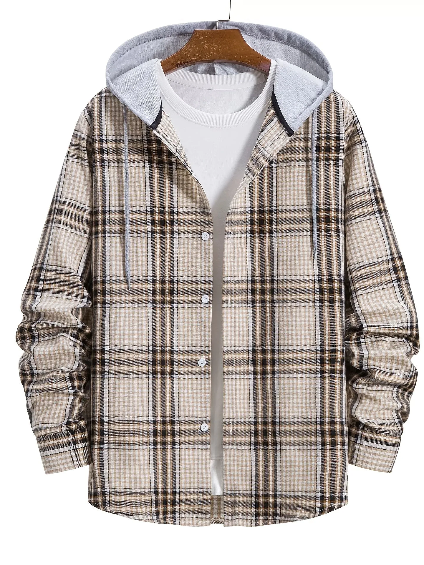 Men's Long Sleeve Plaid Flannel Button-Down Shirt