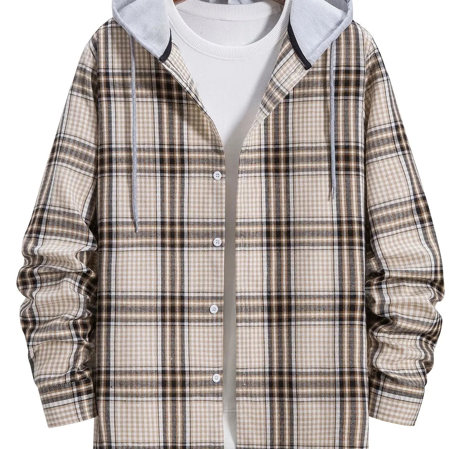 Men's Long Sleeve Plaid Flannel Button-Down Shirt