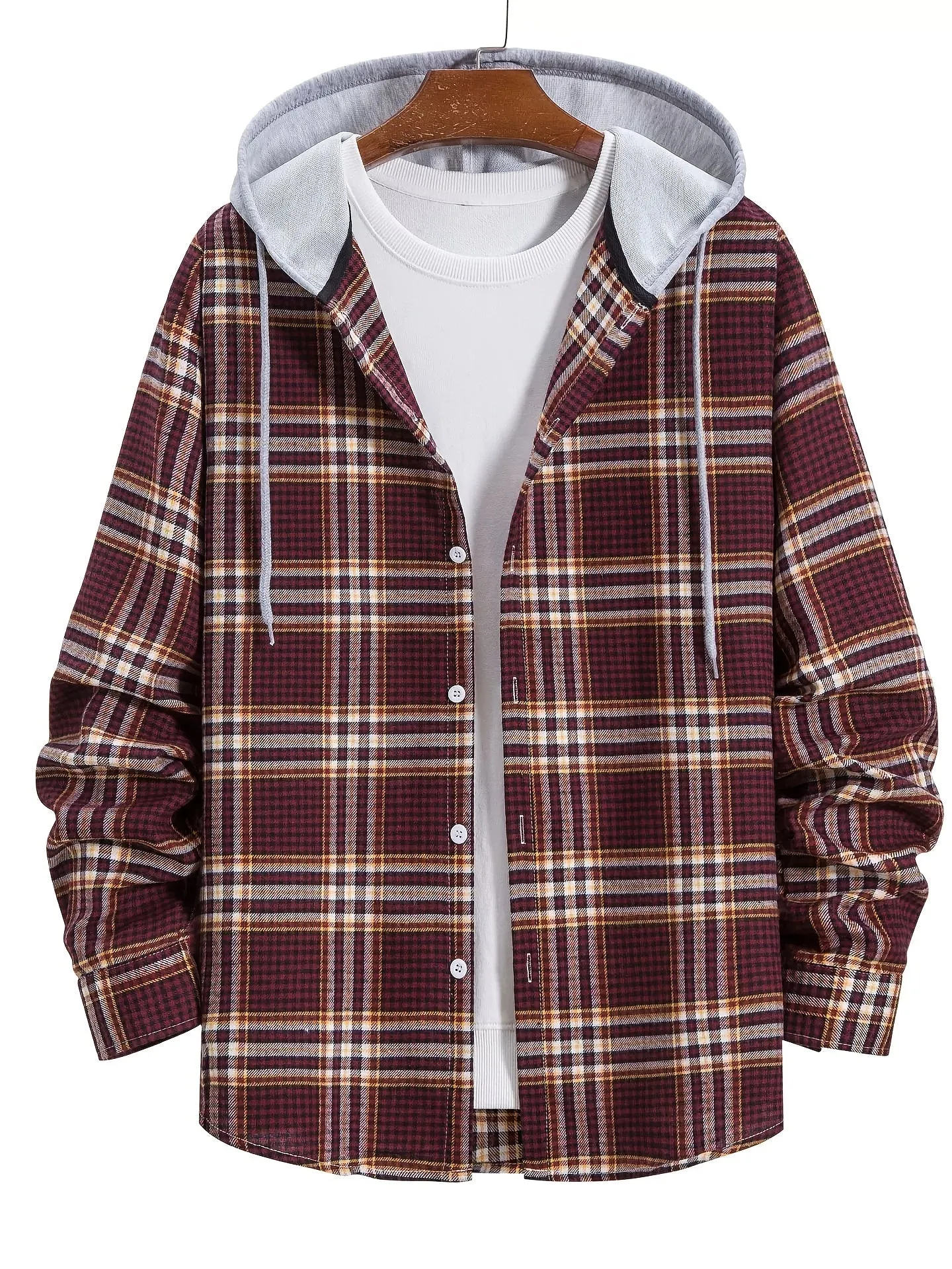 Men's Long Sleeve Plaid Flannel Button-Down Shirt