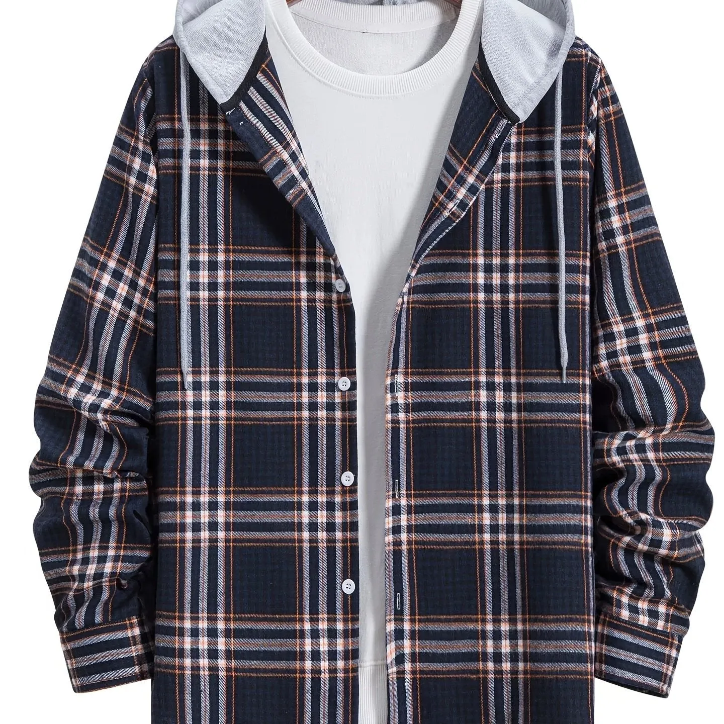 Men's Long Sleeve Plaid Flannel Button-Down Shirt