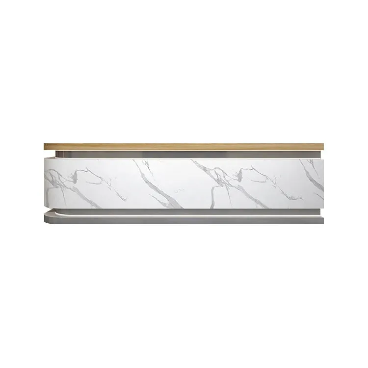 Modern Simple Lacquered Reception Desk Curved Corner Bar