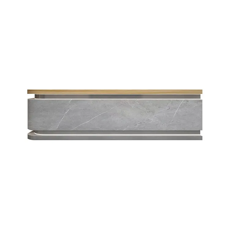 Modern Simple Lacquered Reception Desk Curved Corner Bar