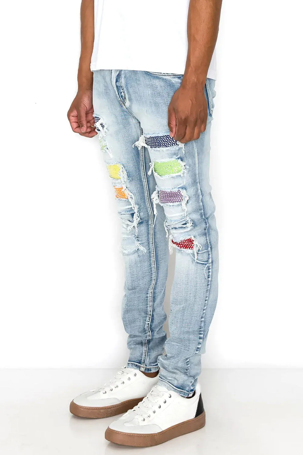 Multi Color Diamond Denim Jeans