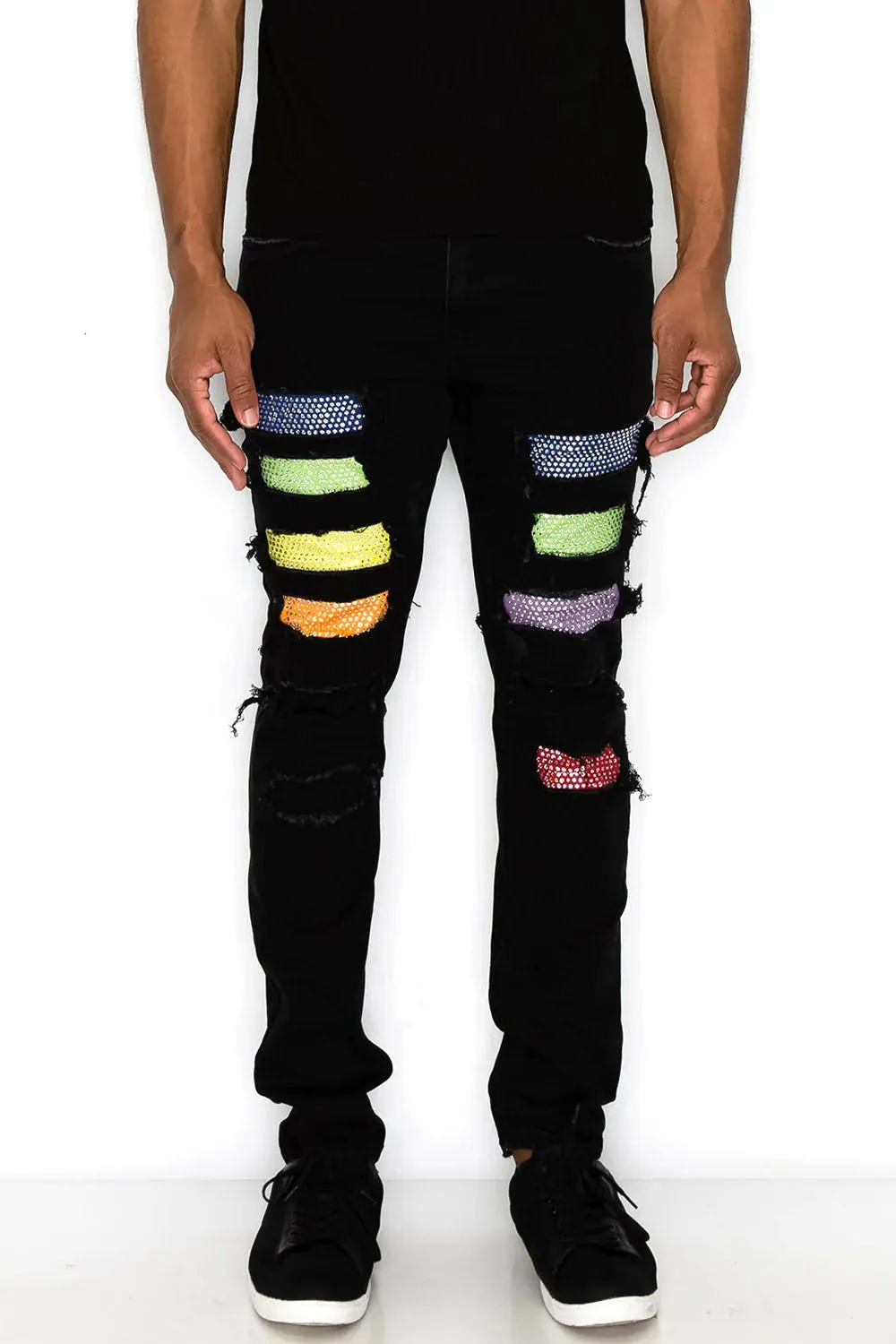 Multi Color Diamond Denim Jeans