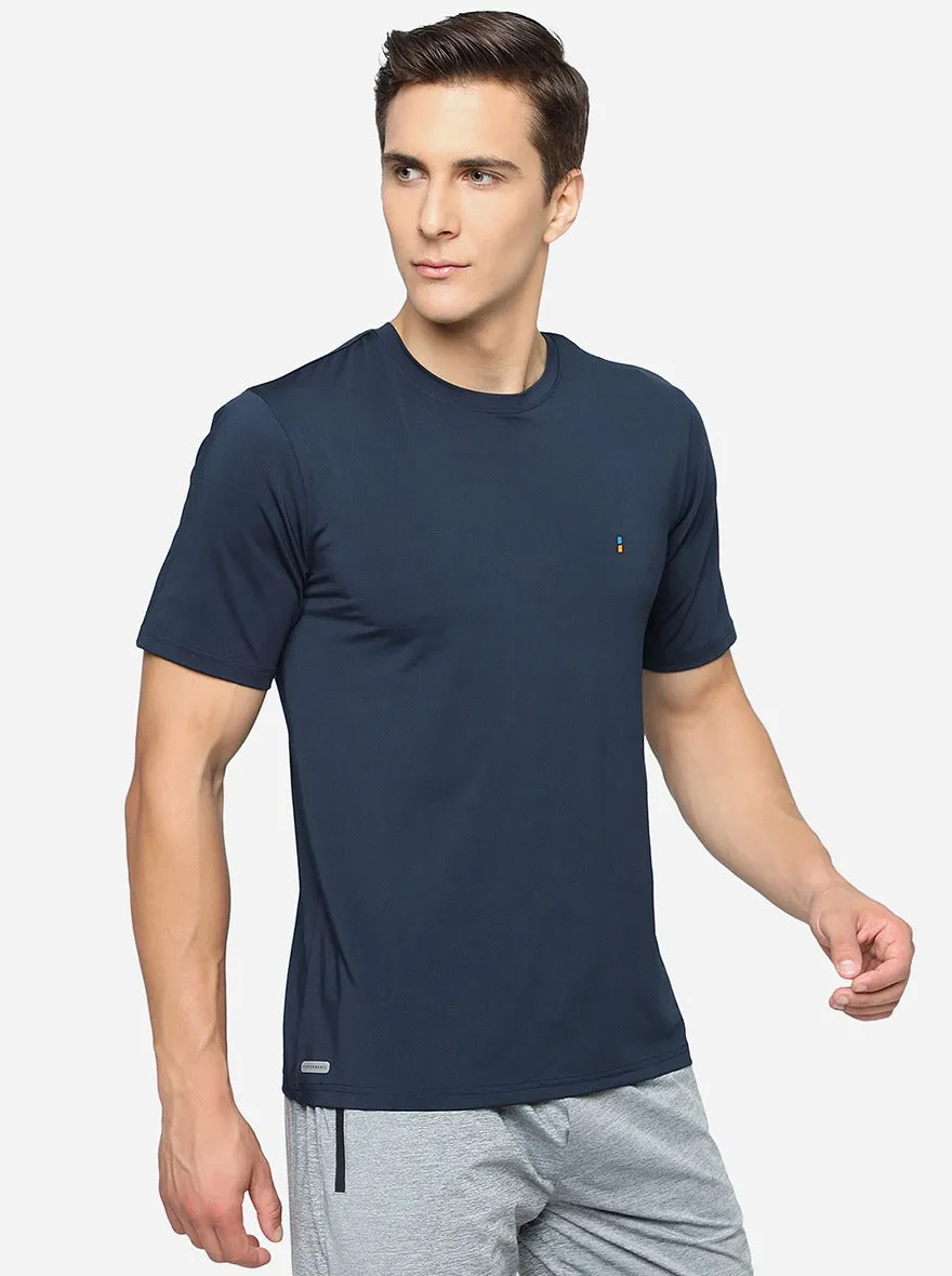 Navy Blue Solid Slim Fit T-Shirt | Jade Play