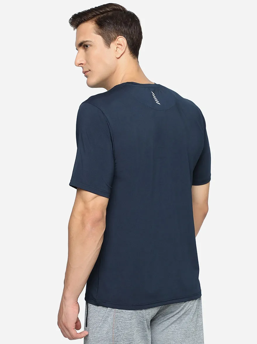 Navy Blue Solid Slim Fit T-Shirt | Jade Play